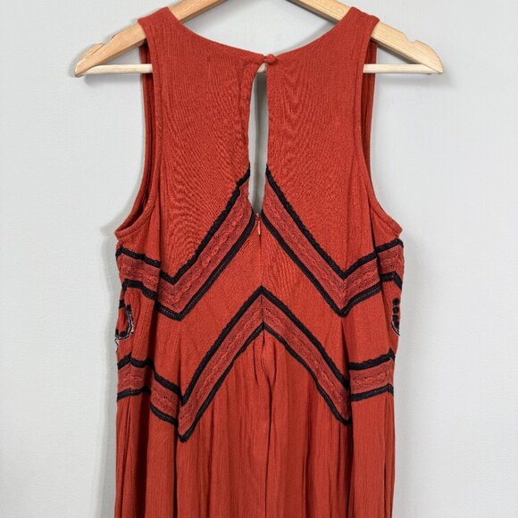Maeve Anthropologie Desert Embroidered Jumpsuit Women's 2 Orange Wide Leg Crop - Picture 13 of 16